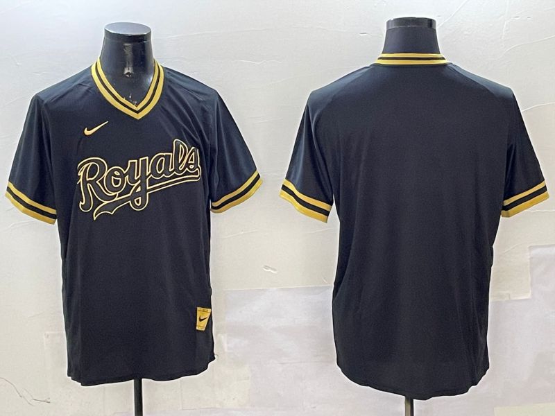 Men Kansas City Royals Blank Black Gold Game 2025 Nike MLB Jersey style 1